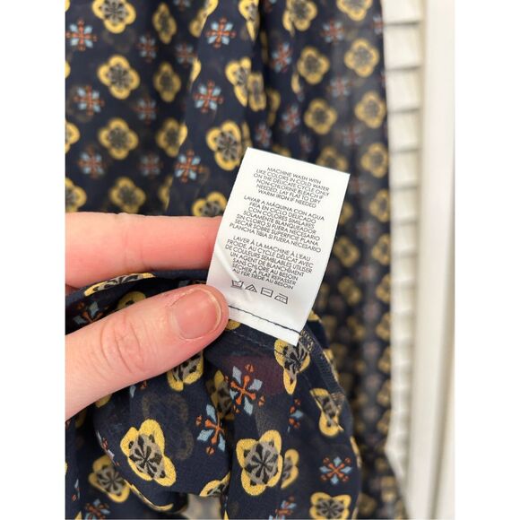 Anthropologie CAbi Mosaic Blouse Blue Yellow Top #3773 Size Medium, MSRP $89 - Picture 11 of 13